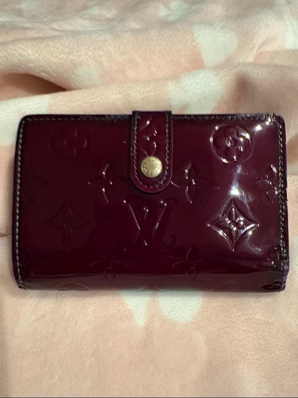 Louis Vuitton Vernis Patent Leather Compact Wallet in Bordeaux/Maroon